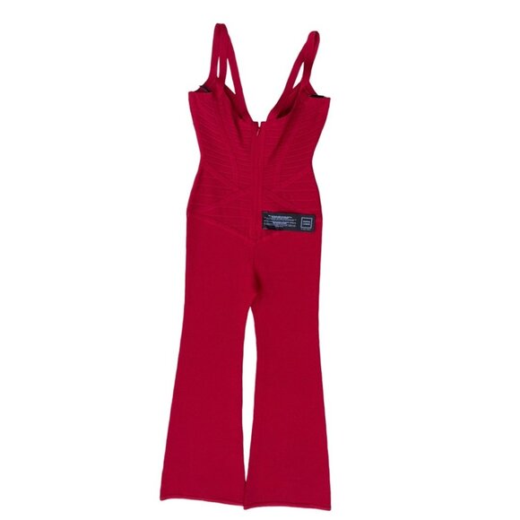 Herve Leger red heart shape jumpsuit size M - Picture 4 of 6